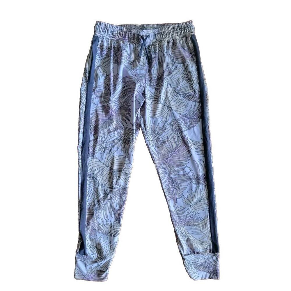 Maaji Joggers Womens M Leaf Print Tropical Palm Print Activewear Purple Soft